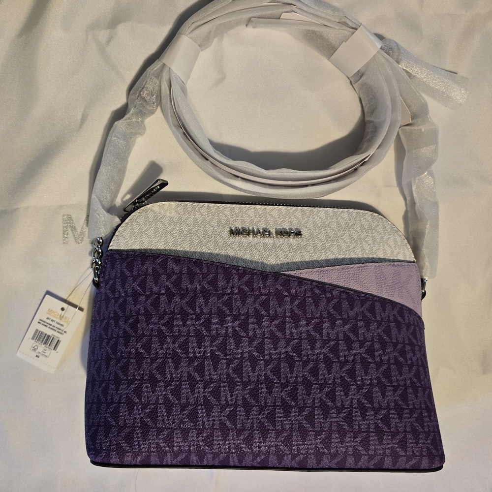 Michael Kors Jet Set Purple and White Crossbody Bag